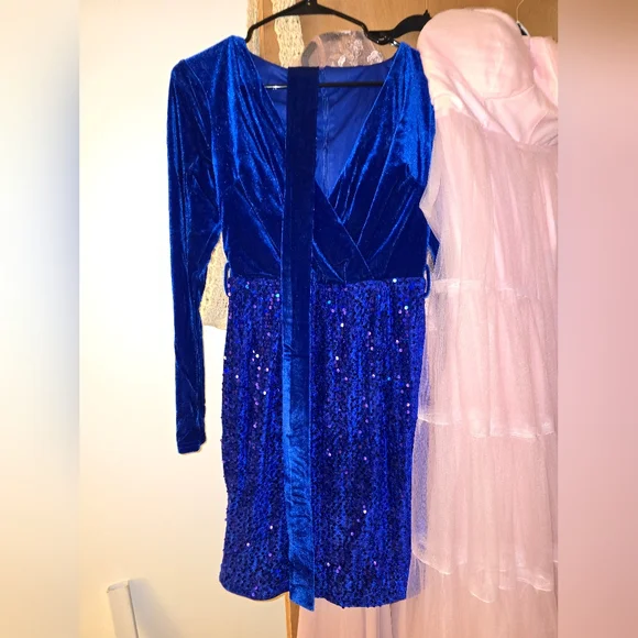 mac duggal blue sequin dress Mac Duggal 26990 Dress main image 1